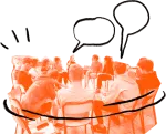 Visuel représentant le concept d'éducation populaire : photo d'un groupe de personnes qui discutent